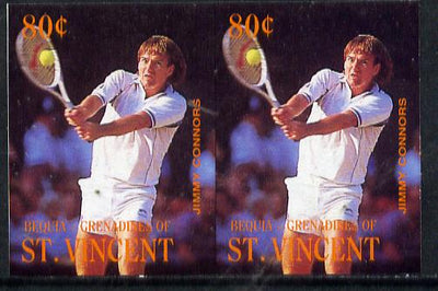 St Vincent - Bequia 1988 International Tennis Players 80c (Jimmy Connors) imperf horiz pair unmounted mint*