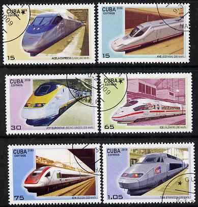 Cuba 2009 High Speed Trains perf set of 6 fine cto used