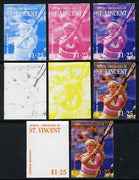 St Vincent - Bequia 1988 International Tennis Players $1.25 (Carlene Basset) set of 8 imperf progressive proofs comprising the 5 individual colours plus 2, 4 and all 5 colour composites unmounted mint*