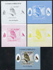 St Thomas & Prince Islands 2009 Raptors - Powerful Owl individual deluxe sheet - the set of 5 imperf progressive proofs comprising the 4 individual colours plus all 4-colour composite, unmounted mint