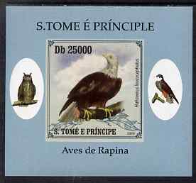 St Thomas & Prince Islands 2009 Raptors - Bald Eagle individual imperf deluxe sheet unmounted mint. Note this item is privately produced and is offered purely on its thematic appeal