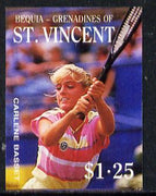 St Vincent - Bequia 1988 Tennis $1.25 (Carlene Basset) imperf progressive proof in 4 colours only (orange omitted leaving Country, name and value in white) unmounted mint*