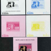 Guinea - Conakry 2008 Chinese Chess Champions - Wang Hao individual deluxe sheet - the set of 5 imperf progressive proofs comprising the 4 individual colours plus all 4-colour composite, unmounted mint