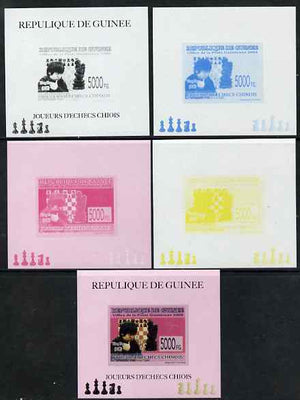 Guinea - Conakry 2008 Chinese Chess Champions - Wang Hao individual deluxe sheet - the set of 5 imperf progressive proofs comprising the 4 individual colours plus all 4-colour composite, unmounted mint