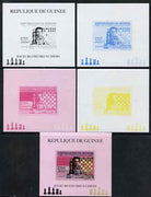 Guinea - Conakry 2008 Chinese Chess Champions - Ni Hua,individual deluxe sheet - the set of 5 imperf progressive proofs comprising the 4 individual colours plus all 4-colour composite, unmounted mint