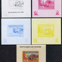 Guinea - Conakry 2008 Atchison, Topeka & Santa Fe Railway - John Shedd Reed & Santa Fe 300C individual deluxe sheet - the set of 5 imperf progressive proofs comprising the 4 individual colours plus all 4-colour composite, unmounted mint