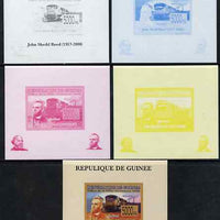 Guinea - Conakry 2008 Atchison, Topeka & Santa Fe Railway - John Shedd Reed & Union Pacific 4172 individual deluxe sheet - the set of 5 imperf progressive proofs comprising the 4 individual colours plus all 4-colour composite, unmounted mint