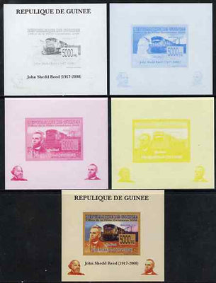 Guinea - Conakry 2008 Atchison, Topeka & Santa Fe Railway - John Shedd Reed & Union Pacific 4172 individual deluxe sheet - the set of 5 imperf progressive proofs comprising the 4 individual colours plus all 4-colour composite, unmounted mint