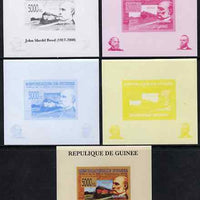 Guinea - Conakry 2008 Atchison, Topeka & Santa Fe Railway - John Shedd Reed & KCS 0119 individual deluxe sheet - the set of 5 imperf progressive proofs comprising the 4 individual colours plus all 4-colour composite, unmounted mint