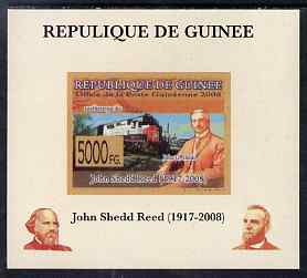 Guinea - Conakry 2008 Atchison, Topeka & Santa Fe Railway - John Shedd Reed & Southern Pacific Loco individual imperf deluxe sheet unmounted mint. Note this item is privately produced and is offered purely on its thematic appeal
