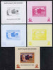 Guinea - Conakry 2008 Atchison, Topeka & Santa Fe Railway - John Shedd Reed & Southern Pacific 8361 individual deluxe sheet - the set of 5 imperf progressive proofs comprising the 4 individual colours plus all 4-colour composite, unmounted mint