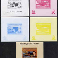 Guinea - Conakry 2008 Atchison, Topeka & Santa Fe Railway - John Shedd Reed & Southern Pacific Train individual deluxe sheet - the set of 5 imperf progressive proofs comprising the 4 individual colours plus all 4-colour composite, unmounted mint