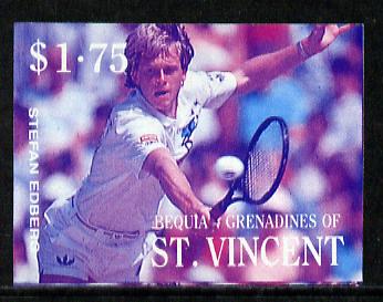 St Vincent - Bequia 1988 International Tennis Players $1.75 (Stefan Edberg) imperf progressive proof in blue & magenta only unmounted mint*