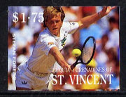 St Vincent - Bequia 1988 International Tennis Players $1.75 (Stefan Edberg) imperf progressive proof in 4 colours only (orange omitted leaving Country, name and value in white) unmounted mint*