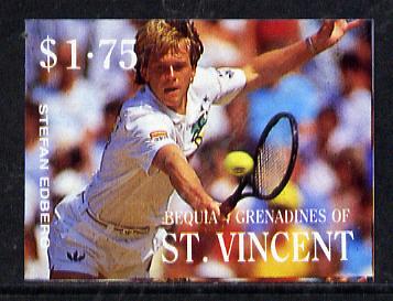 St Vincent - Bequia 1988 International Tennis Players $1.75 (Stefan Edberg) imperf progressive proof in 4 colours only (orange omitted leaving Country, name and value in white) unmounted mint*