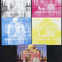 Chad 2009 Mahatma Gandhi #3 individual deluxe sheet - the set of 5 imperf progressive proofs comprising the 4 individual colours plus all 4-colour composite, unmounted mint.