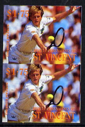 St Vincent - Bequia 1988 International Tennis Players $1.75 (Stefan Edberg) imperf vert pair unmounted mint*