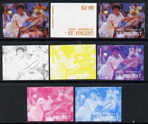 St Vincent - Bequia 1988 International Tennis Players $2 (Gabriela Sabatini) set of 8 imperf progressive proofs comprising the 5 individual colours plus 2, 4 and all 5 colour composites unmounted mint*