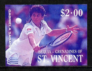 St Vincent - Bequia 1988 International Tennis Players $2 (Gabriela Sabatini) imperf progressive proof in blue & magenta only unmounted mint*