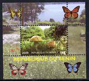 Benin 2009 Mushrooms and Butterflies #1 individual perf deluxe sheet unmounted mint. Note this item is privately produced and is offered purely on its thematic appeal