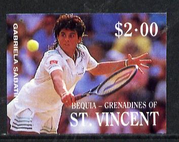 St Vincent - Bequia 1988 International Tennis Players $2 (Gabriela Sabatini) imperf progressive proof in 4 colours only (orange omitted leaving Country, name and value in white) unmounted mint*