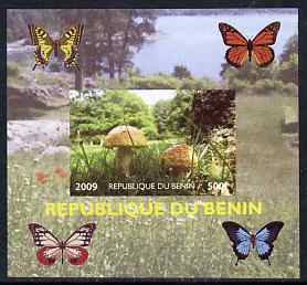 Benin 2009 Mushrooms and Butterflies #1 individual imperf deluxe sheet unmounted mint. Note this item is privately produced and is offered purely on its thematic appeal