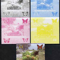 Benin 2009 Mushrooms and Butterflies #1 individual deluxe sheet - the set of 5 imperf progressive proofs comprising the 4 individual colours plus all 4-colour composite, unmounted mint