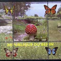 Benin 2009 Mushrooms and Butterflies #2 individual perf deluxe sheet unmounted mint. Note this item is privately produced and is offered purely on its thematic appeal