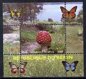 Benin 2009 Mushrooms and Butterflies #2 individual perf deluxe sheet unmounted mint. Note this item is privately produced and is offered purely on its thematic appeal