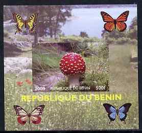 Benin 2009 Mushrooms and Butterflies #2 individual imperf deluxe sheet unmounted mint. Note this item is privately produced and is offered purely on its thematic appeal