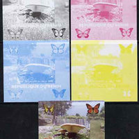 Benin 2009 Mushrooms and Butterflies #3 individual deluxe sheet - the set of 5 imperf progressive proofs comprising the 4 individual colours plus all 4-colour composite, unmounted mint
