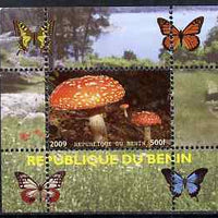 Benin 2009 Mushrooms and Butterflies #4 individual perf deluxe sheet unmounted mint. Note this item is privately produced and is offered purely on its thematic appeal