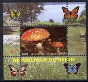 Benin 2009 Mushrooms and Butterflies #4 individual perf deluxe sheet unmounted mint. Note this item is privately produced and is offered purely on its thematic appeal