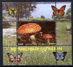Benin 2009 Mushrooms and Butterflies #4 individual perf deluxe sheet unmounted mint. Note this item is privately produced and is offered purely on its thematic appeal