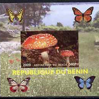 Benin 2009 Mushrooms and Butterflies #4 individual imperf deluxe sheet unmounted mint. Note this item is privately produced and is offered purely on its thematic appeal