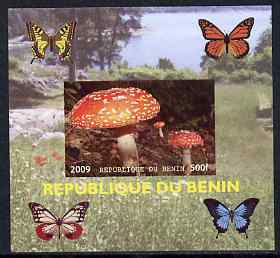 Benin 2009 Mushrooms and Butterflies #4 individual imperf deluxe sheet unmounted mint. Note this item is privately produced and is offered purely on its thematic appeal