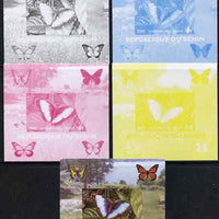 Benin 2009 Butterflies #2 individual deluxe sheet - the set of 5 imperf progressive proofs comprising the 4 individual colours plus all 4-colour composite, unmounted mint