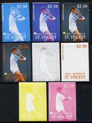 St Vincent - Bequia 1988 International Tennis Players $2.50 (Mats Wilander) set of 8 imperf progressive proofs comprising the 5 individual colours plus 2, 4 and all 5 colour composites unmounted mint*