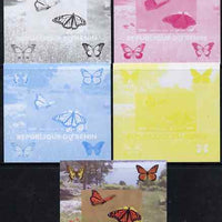 Benin 2009 Butterflies #4 individual deluxe sheet - the set of 5 imperf progressive proofs comprising the 4 individual colours plus all 4-colour composite, unmounted mint