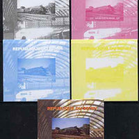 Benin 2009 Steam Locomotives #2 individual deluxe sheet - the set of 5 imperf progressive proofs comprising the 4 individual colours plus all 4-colour composite, unmounted mint