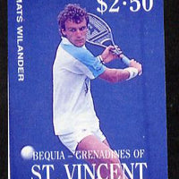 St Vincent - Bequia 1988 International Tennis Players $2.50 (Mats Wilander) imperf progressive proof in blue & magenta only unmounted mint*