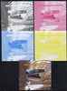 Benin 2009 Steam Locomotives #4 individual deluxe sheet - the set of 5 imperf progressive proofs comprising the 4 individual colours plus all 4-colour composite, unmounted mint