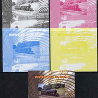 Benin 2009 Steam Locomotives #4 individual deluxe sheet - the set of 5 imperf progressive proofs comprising the 4 individual colours plus all 4-colour composite, unmounted mint