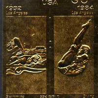 Zambia 1984 Los Angeles Olympic Games 90n imperf embossed in 22k gold foil showing Swimming & Diving unmounted mint