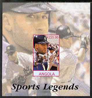 Angola 2000 Sports Legends - Derek Jeter (Baseball) imperf deluxe souvenir sheet unmounted mint