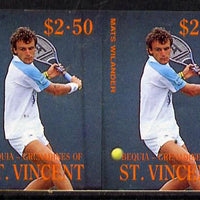 St Vincent - Bequia 1988 International Tennis Players $2.50 (Mats Wilander) imperf horiz pair unmounted mint*