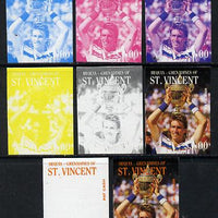 St Vincent - Bequia 1988 International Tennis Players $3 (Pat Cash) set of 8 imperf progressive proofs comprising the 5 individual colours plus 2, 4 and all 5 colour composites unmounted mint*