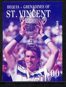 St Vincent - Bequia 1988 International Tennis Players $3 (Pat Cash) imperf progressive proof in blue & magenta only unmounted mint*