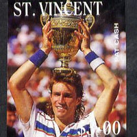 St Vincent - Bequia 1988 International Tennis Players $3 (Pat Cash) imperf progressive proof in 4 colours only (orange omitted leaving Country, name and value in white) unmounted mint*