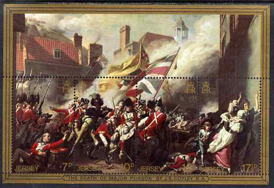 Jersey 1981 Bicent of Battle of Jersey - details of paintings by J S Copley perf m/sheet unmounted mint, SG MS248
